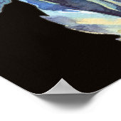 Blue Hydrangea Waterverf: Donker naadloos patroon Poster (Hoek)