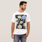 Blue Hydrangea Waterverf: Donker naadloos patroon T-shirt (Voorkant volledig)
