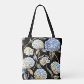 Blue Hydrangea Waterverf: Donker naadloos patroon Tote Bag (Achterkant)