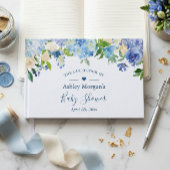 Blue Hydrangea Waterverf Floral Baby shower Gastenboek