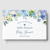 Blue Hydrangea Waterverf Floral Baby shower Gastenboek (Voorkant)