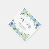Blue Hydrangea Waterverf Floral Mr & Mrs Wedding Servetten (Hoek)