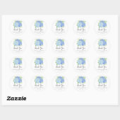 Blue Hydrangea Waterverf Floral Wedding Dank je Ronde Sticker (Vel)