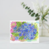 Blue Hydrangea Waterverf Flower Art Briefkaart (Staand voorkant)
