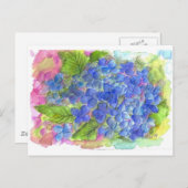 Blue Hydrangea Waterverf Flower Art Briefkaart (Voorkant / Achterkant)