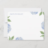 Blue Hydrangea Waterverf Flowers, Custom Flat Notitiekaartje (Voorkant)