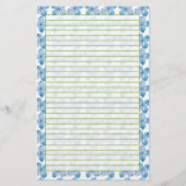 Blue Hydrangea Waterverf Flowers Lined Briefpapier (Voorkant)