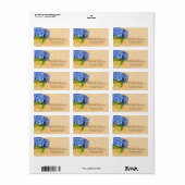 Blue Hydrangea Waterverf Mason Jar Etiket (Full Sheet)
