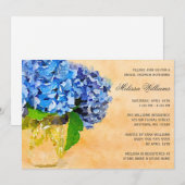 Blue Hydrangea Waterverf Mason Jar Vrijgezellenfee Kaart (Voorkant / Achterkant)