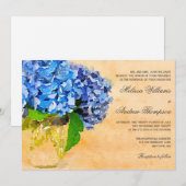 Blue Hydrangea Waterverf Mason Jar Wedding Kaart (Voorkant / Achterkant)