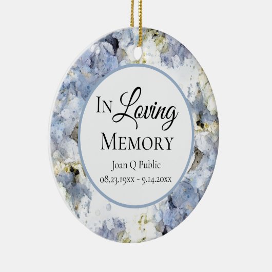 Blue Hydrangea Waterverf Memorial Keepsake Keramisch Ornament (Rechts)
