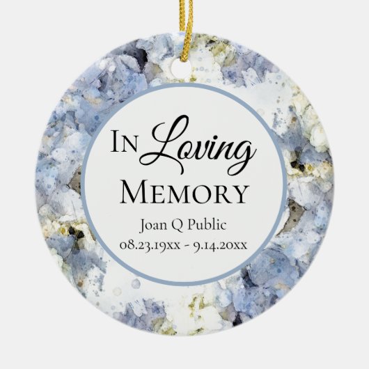 Blue Hydrangea Waterverf Memorial Keepsake Keramisch Ornament (Voorkant)
