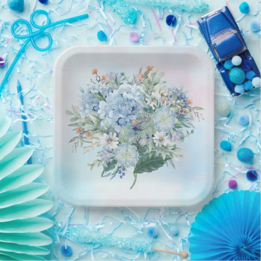 Blue Hydrangea Waterverf Papier Bord (Feest)