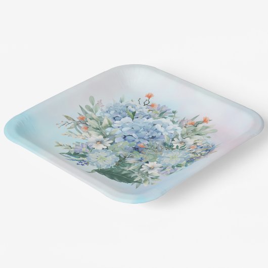 Blue Hydrangea Waterverf Papier Bord (Gebogen)