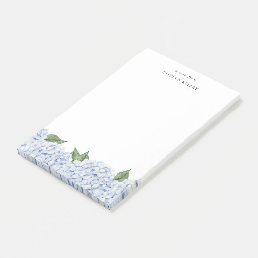 Blue Hydrangea Waterverf Rand Groot Custom Post-it® Notes (Schuin)