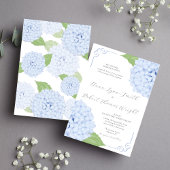 Blue Hydrangea Waterverf Script Wedding Kaart