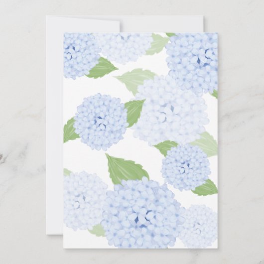 Blue Hydrangea Waterverf Script Wedding Kaart (Achterkant)