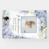 Blue Hydrangea Waterverf Viering van het Leven Spandoek (Horizontaal)
