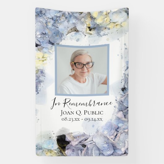 Blue Hydrangea Waterverf Viering van het Leven Spandoek (Verticaal)