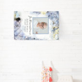 Blue Hydrangea Waterverf Viering van het Leven Spandoek (Insitu)