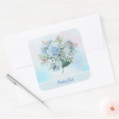Blue Hydrangea Waterverf Vierkante Sticker (Envelop)