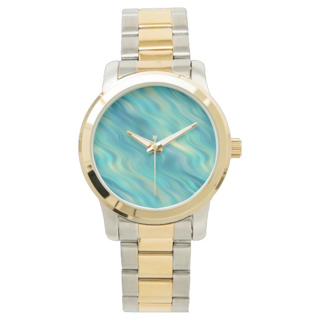 Blue Hydrangea Wavy Texture Horloge (Voorkant)