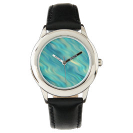Blue Hydrangea Wavy Texture Horloge