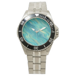 Blue Hydrangea Wavy Texture Horloge