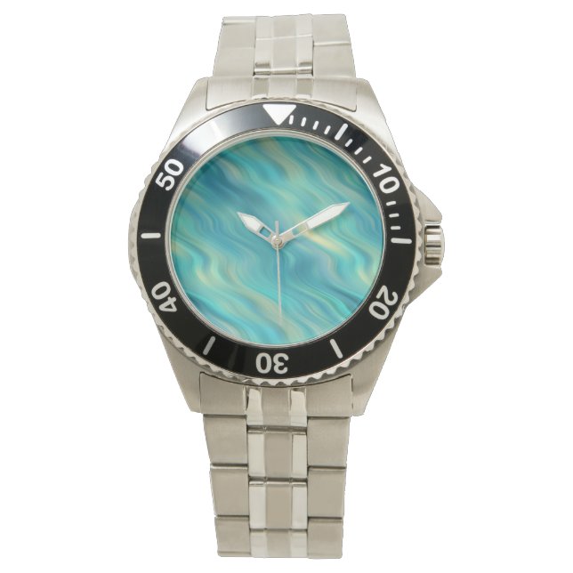 Blue Hydrangea Wavy Texture Horloge (Voorkant)