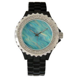 Blue Hydrangea Wavy Texture Horloge