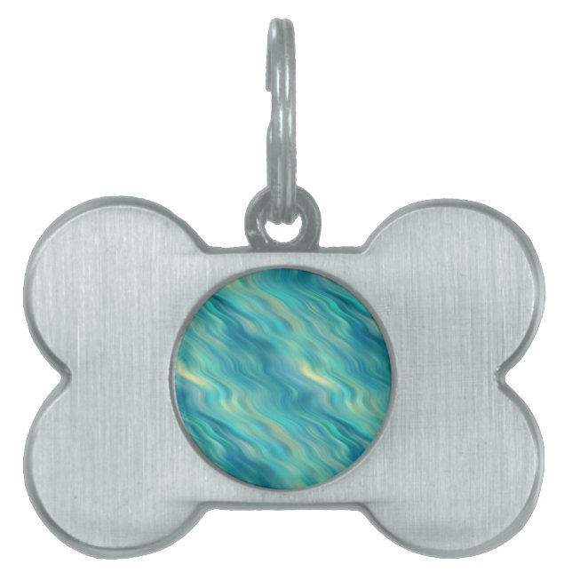 Blue Hydrangea Wavy Texture Huisdieren Naamplaatje (voorkant)