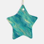 Blue Hydrangea Wavy Texture Keramisch Ornament (Rechts)