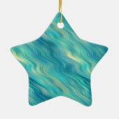 Blue Hydrangea Wavy Texture Keramisch Ornament (Achterkant)