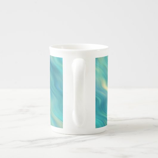 Blue Hydrangea Wavy Texture Porselein Kop (Achterkant)