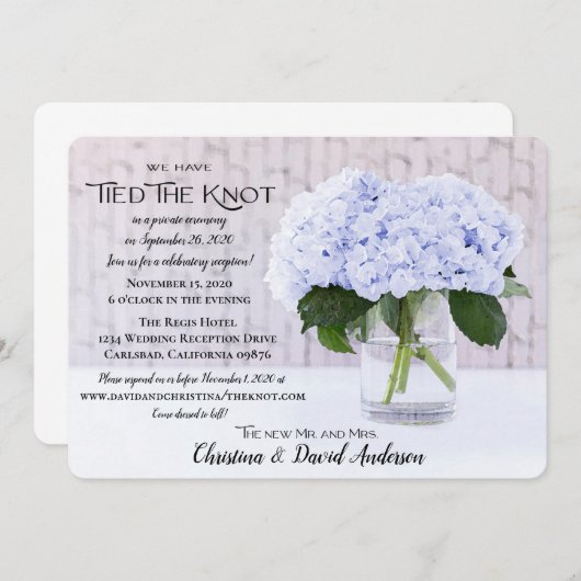 Blue Hydrangea, we hebben de knoop vastgebonden Kaart (Voorkant / Achterkant)