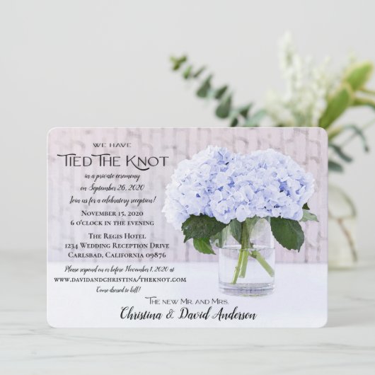 Blue Hydrangea, we hebben de knoop vastgebonden Kaart (Staand voorkant)