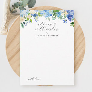 Blue Hydrangea Wedding Advice and Wishes Kaart
