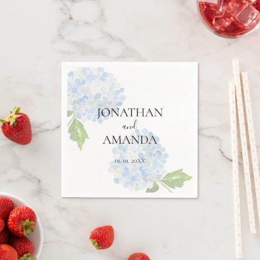 Blue Hydrangea Wedding Cocktail Servet (Insitu)