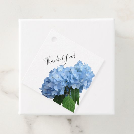 Blue Hydrangea Wedding Dank je Stropdas op Labels (In situ)