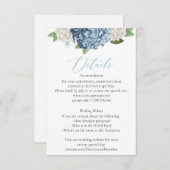 Blue Hydrangea Wedding Details Enclosure Card Informatiekaartje (Voorkant / Achterkant)