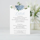 Blue Hydrangea Wedding Details Enclosure Card Informatiekaartje (Staand voorkant)
