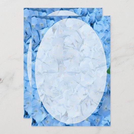 Blue Hydrangea Wedding Fan Program Paper Programmakaart (Voorkant / Achterkant)