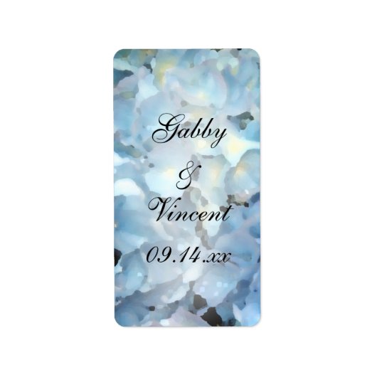 Blue Hydrangea Wedding Favor Labels (Voorkant)