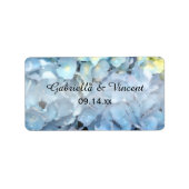 Blue Hydrangea Wedding Favor Labels Horizontal (Voorkant)