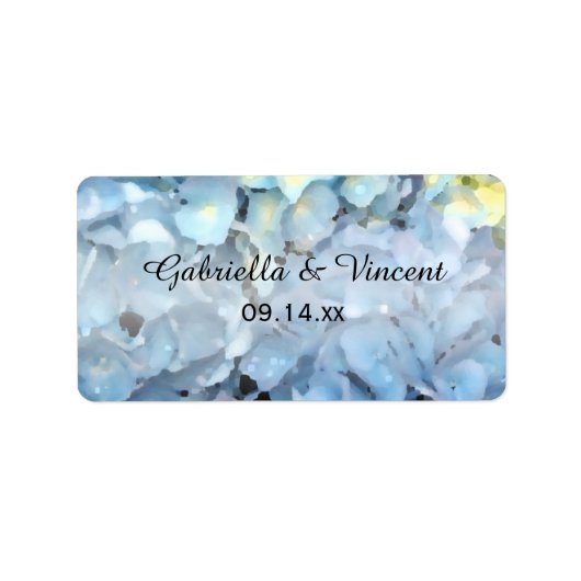 Blue Hydrangea Wedding Favor Labels Horizontal (Voorkant)