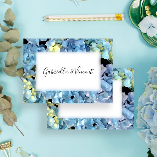 Blue Hydrangea Wedding Flat Stationery Note Cards Notitiekaartje