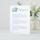 Blue Hydrangea Wedding Information Cards Informatiekaartje (Staand voorkant)