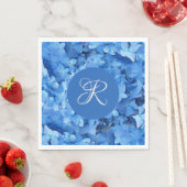 Blue Hydrangea Wedding Initiaal Paper Napkins Servet (Insitu)
