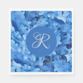 Blue Hydrangea Wedding Initiaal Paper Napkins Servet (Voorkant)