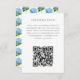 Blue Hydrangea Wedding Invitation Insert Kaart